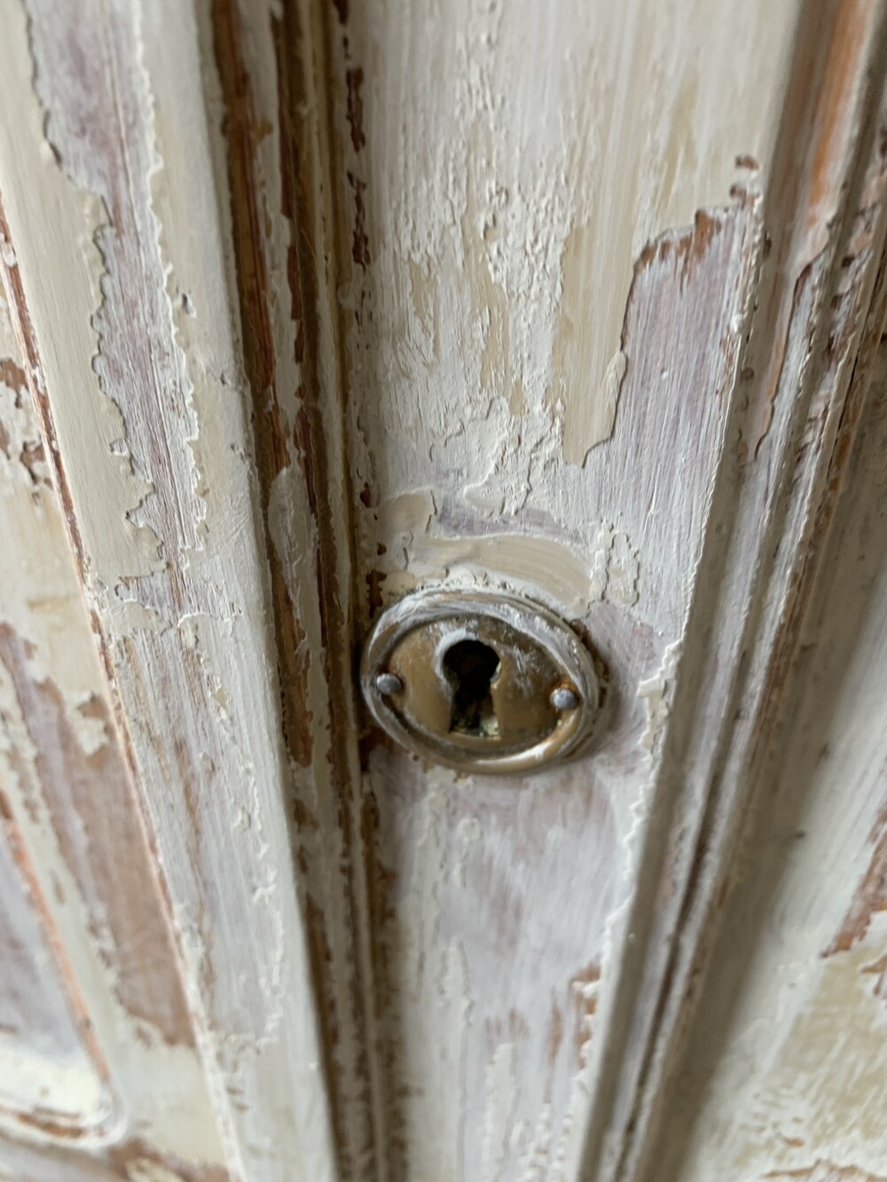 Old kitchen cabinet in original paint